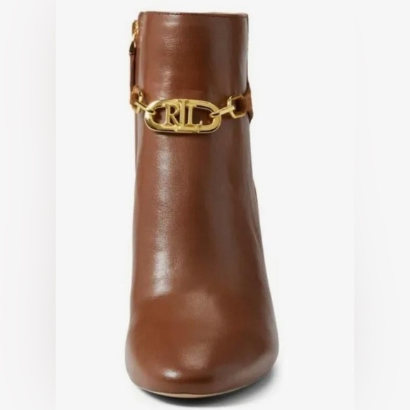 Nib Ralph Lauren Meredith Bootie Leather Booties in Deep Saddle Tan /Whiskey - Picture 3 of 14